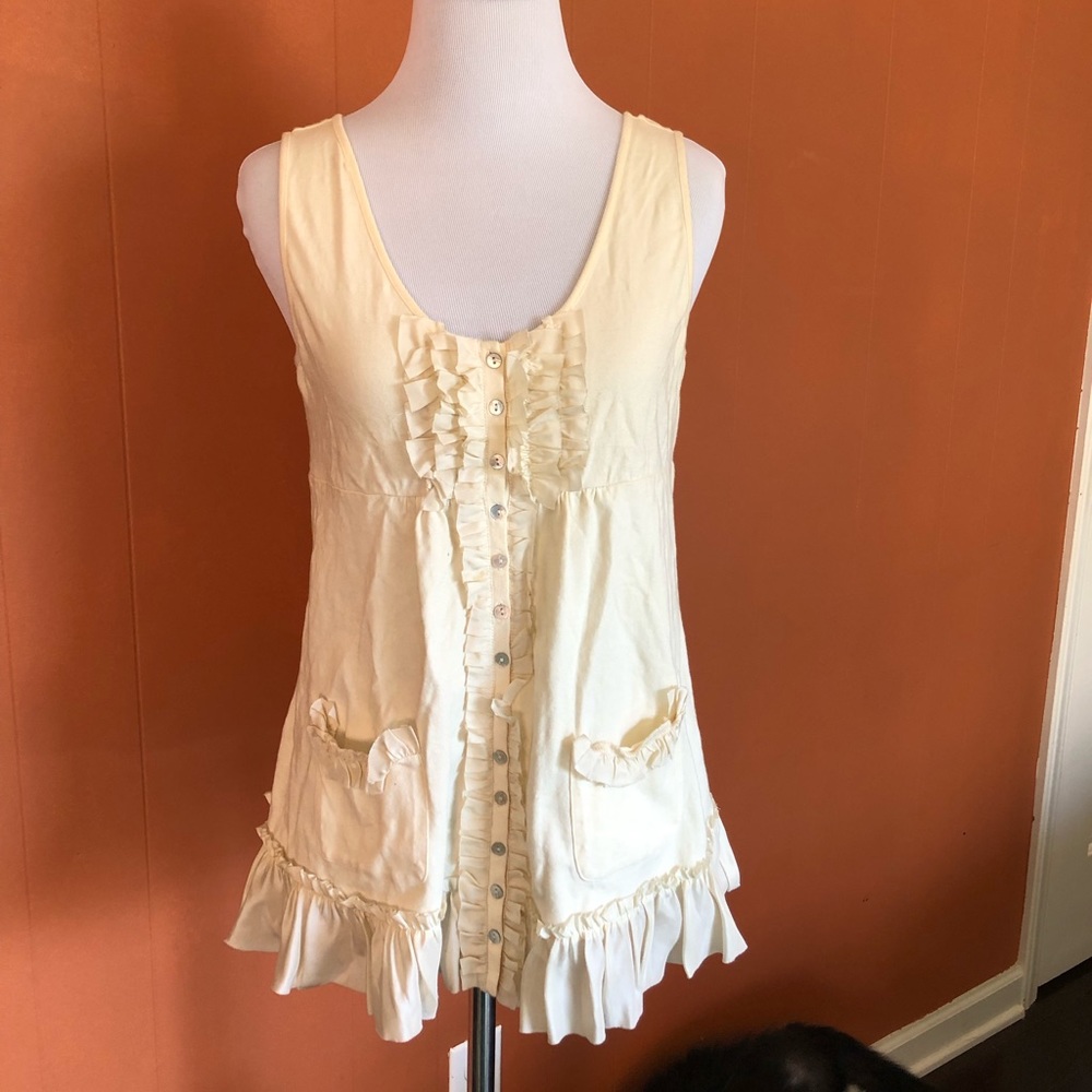 Anthropologie ruffle tank top cream top